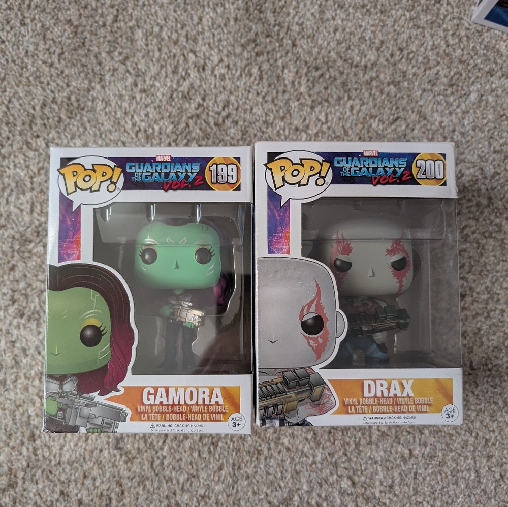 Funko Pop Guardians of the Galaxy Gamora and Drax Figures